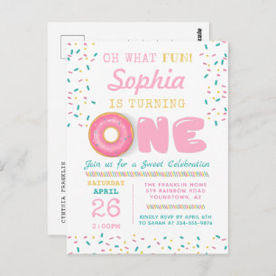 ああ何おもしろいドーナツ最初の誕生日パーティー ポストカード