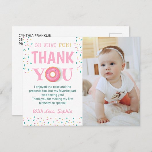 ああ何おもしろいドーナツ誕生日パーティー写真ありがとう ポストカード (正面/裏面)