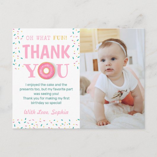 ああ何おもしろいドーナツ誕生日パーティー写真ありがとう ポストカード (正面)