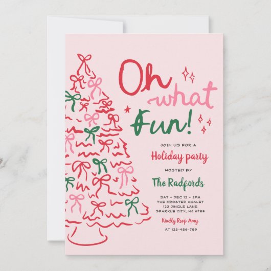 ああ何おもしろいハンドドロードクリスマスホリデーパーティー 招待状 (正面)