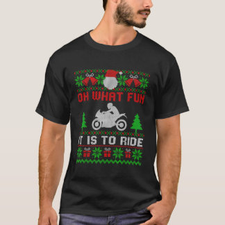 ああ何おもしろいバイクの醜いクリスマに乗ることだ Tシャツ