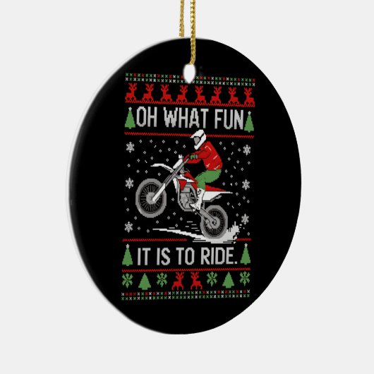 ああ何おもしろいバイクの醜いクリスマスに乗るなんて セラミックオーナメント (右)