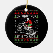 ああ何おもしろいバイクの醜いクリスマスに乗るなんて セラミックオーナメント (正面)