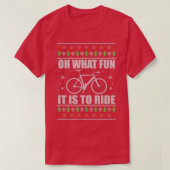 ああ何おもしろいバイクの醜いクリスマス汗に乗る Tシャツ (デザイン正面)