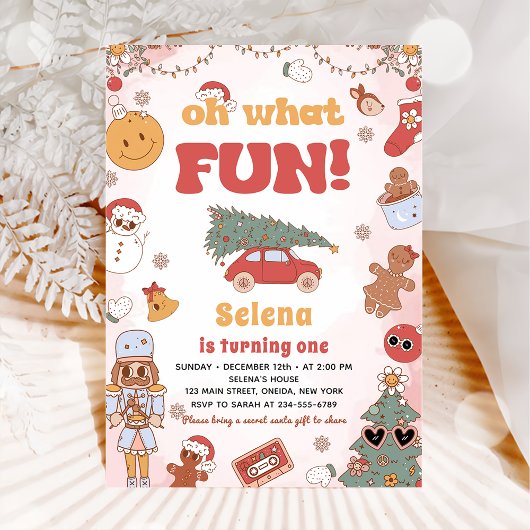 ああ何おもしろいヒッピーGroovyクリスマスバースデーパーティー 招待状