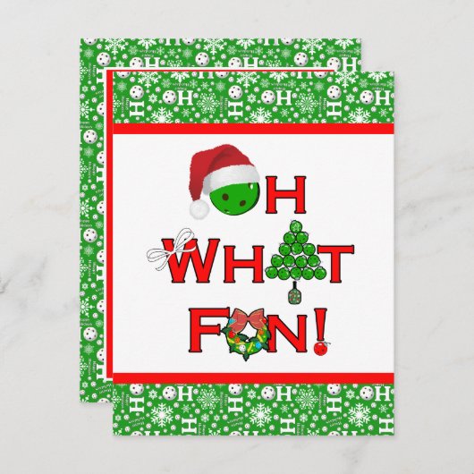 ああ何おもしろいピックボールのクリスマスパーティー 招待状 (正面/裏面)