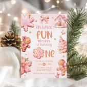 ああ何おもしろいピンクのクリスマス1歳の誕生日 招待状