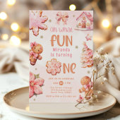 ああ何おもしろいピンクのクリスマス1歳の誕生日 招待状