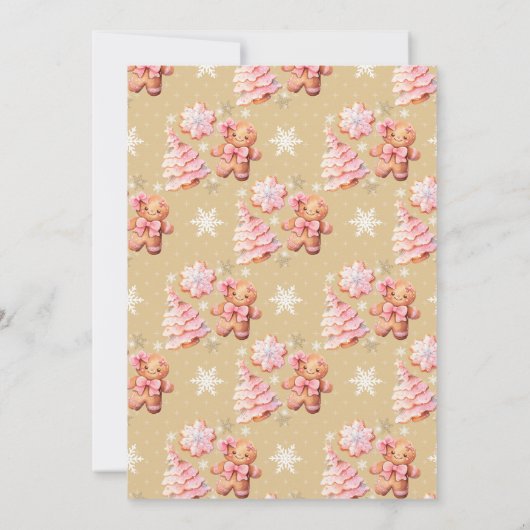 ああ何おもしろいピンクのクリスマス1歳の誕生日 招待状 (裏面)