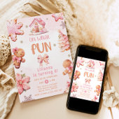 ああ何おもしろいピンククリスマスガール誕生日パーティー 招待状