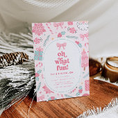 ああ何おもしろいピンククリスマス1st誕生日招待状 招待状