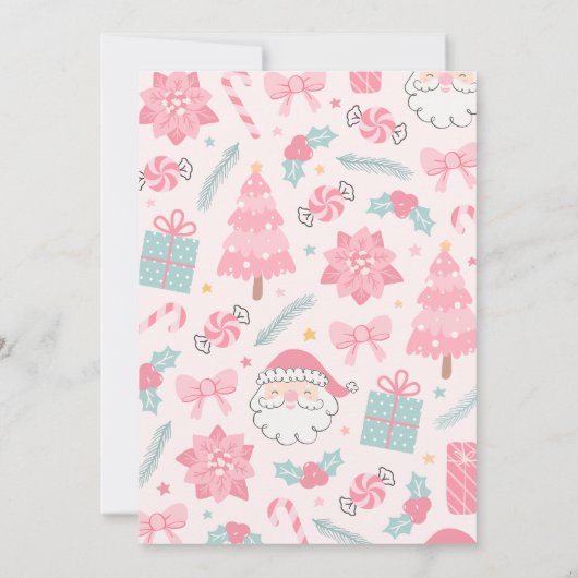 ああ何おもしろいピンククリスマス1st誕生日招待状 招待状 (裏面)