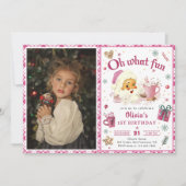 ああ何おもしろいピンクサンタクリスマスクッキー誕生日 招待状 (正面)