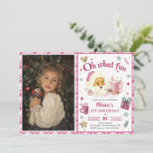 ああ何おもしろいピンクサンタクリスマスクッキー誕生日 招待状 (スタンド正面)