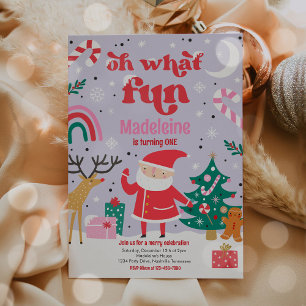 ああ何おもしろいピンクサンタクリスマスバースデーパーティー 招待状