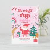 ああ何おもしろいピンクサンタクリスマスバースデーパーティー 招待状 (スタンド正面)