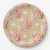 ああ何おもしろいピンクジンジャーブレッドマンピンククリスマス ペーパープレート (正面)