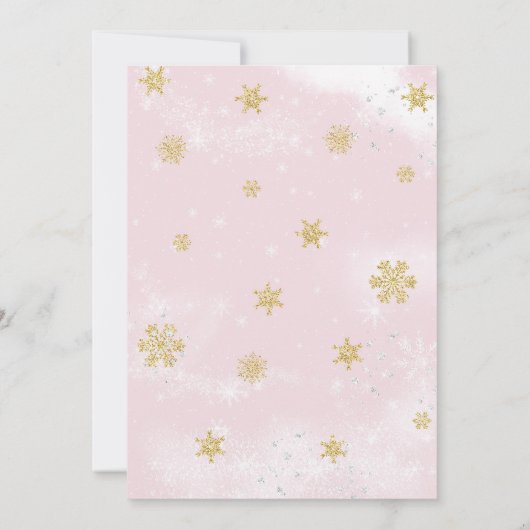 ああ何おもしろいピンクスノーフレーク1st誕生日招待状 案内状 (裏面)