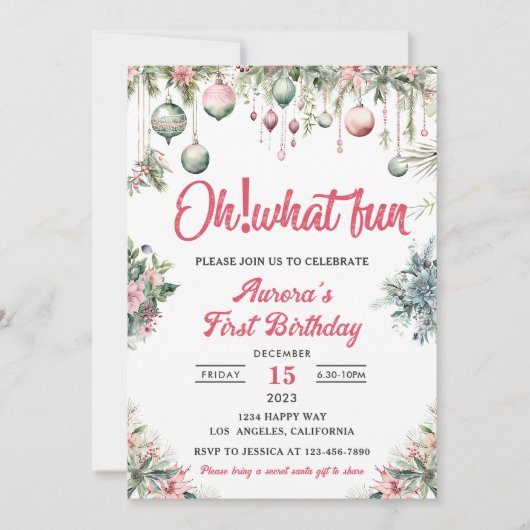 ああ何おもしろいフローラ誕生会 招待状 (正面)