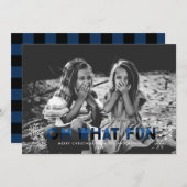 ああ何おもしろいブルーバッファロープレイドクリスマスカード シーズンカード (正面/裏面)