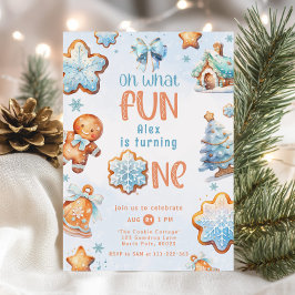 ああ何おもしろいブルーボーイクリスマス1歳の誕生日 招待状