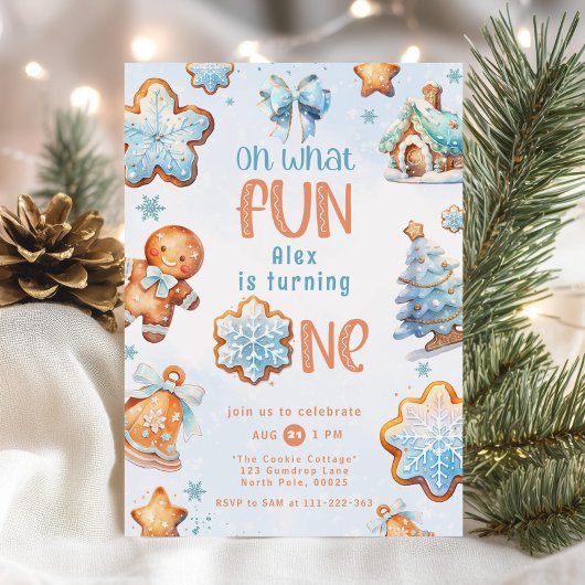 ああ何おもしろいブルーボーイクリスマス1歳の誕生日 招待状