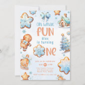 ああ何おもしろいブルーボーイクリスマス1歳の誕生日 招待状 (正面)