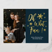 ああ何おもしろいブルー金ゴールド書雪片の写真 箔シーズンポストカード (正面)