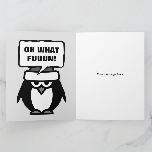 ああ何おもしろいペンギンの特大クリスマス カード (内部)