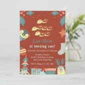 ああ何おもしろいホリデークリスマス1st誕生日パーティー 招待状 (スタンド正面)