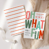 ああ何おもしろいレトロカラフルクリスマス1st誕生日 招待状