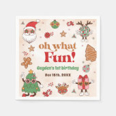 ああ何おもしろいレトロクリスマスファースト誕生日 スタンダードカクテルナプキン (正面)