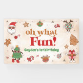 ああ何おもしろいレトロクリスマスファースト誕生日 横断幕 (横)