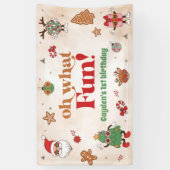 ああ何おもしろいレトロクリスマスファースト誕生日 横断幕 (縦)