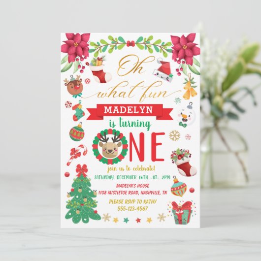 ああ何おもしろいワンクリスマス誕生日 招待状 (スタンド正面)