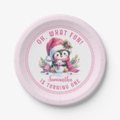 ああ何おもしろい冬かわいいペンギン女の子1歳の誕生日 ペーパープレート (正面)