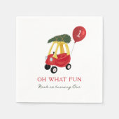 ああ何おもしろい冬の車1st誕生日パーティー スタンダードカクテルナプキン (正面)