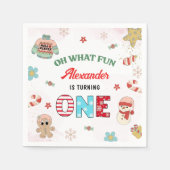 ああ何おもしろい冬クリスマス1st誕生日 スタンダードカクテルナプキン (正面)