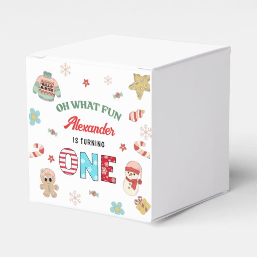 ああ何おもしろい冬クリスマス1st誕生日 フェイバーボックス (正面サイド)