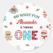 ああ何おもしろい冬クリスマス1st誕生日 ラウンドシール (正面)