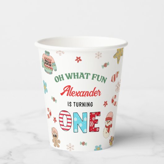 ああ何おもしろい冬クリスマス1st誕生日 紙コップ (正面)