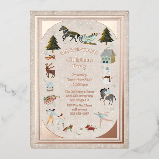 ああ何おもしろい冬村シーンクリスマスパーティー 箔招待状 (正面)