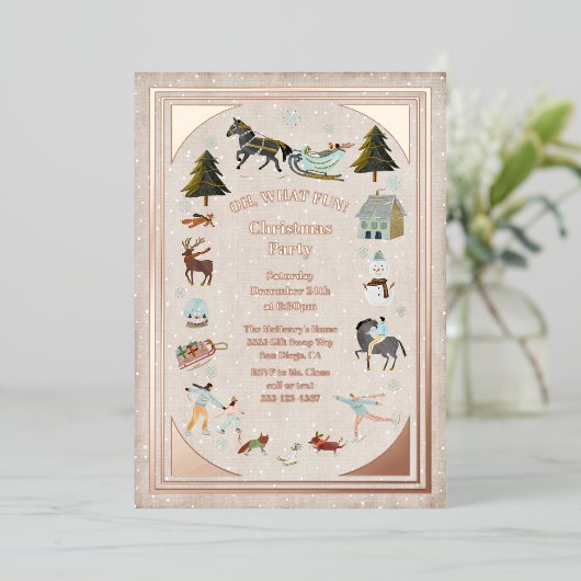 ああ何おもしろい冬村シーンクリスマスパーティー 箔招待状 (立ち正面)
