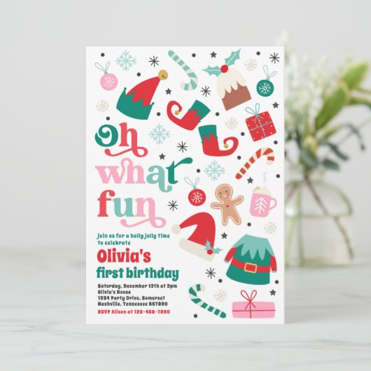 ああ何おもしろい小妖精や小人クリスマスバースデーパーティー 招待状 (スタンド正面)