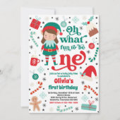 ああ何おもしろい小妖精や小人クリスマス1st誕生日パーティー 招待状 (正面)