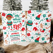 ああ何おもしろい小妖精や小人クリスマス1st誕生日パーティー 招待状