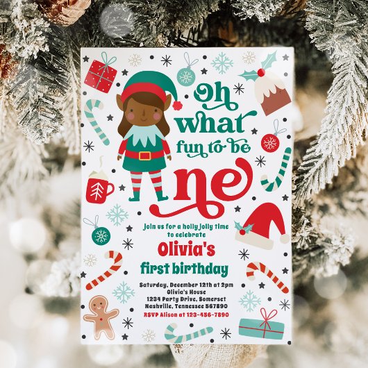 ああ何おもしろい小妖精や小人クリスマス1st誕生日パーティー 招待状