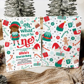 ああ何おもしろい小妖精や小人クリスマス1st誕生日パーティー 招待状