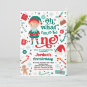 ああ何おもしろい小妖精や小人クリスマス1st誕生日パーティー 招待状 (スタンド正面)