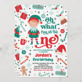 ああ何おもしろい小妖精や小人クリスマス1st誕生日パーティー 招待状 (正面/裏面)